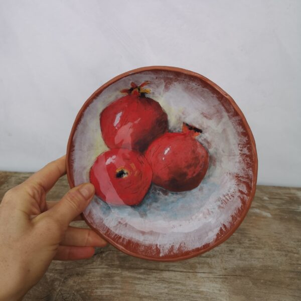 Hand painted ceramic decorative bowl with pomegranates - Image 3