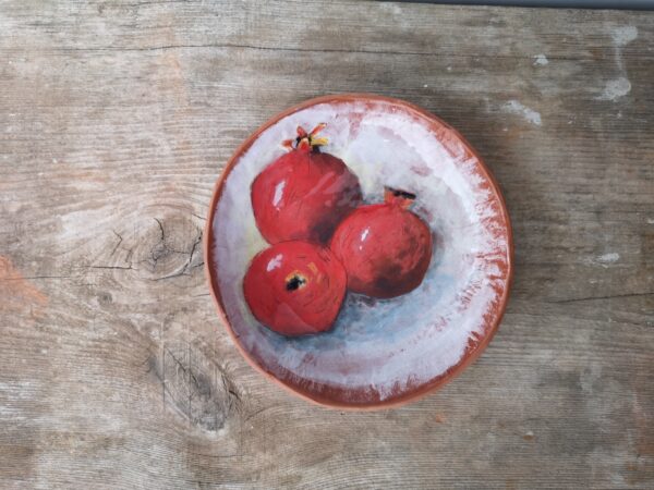 Hand painted ceramic decorative bowl with pomegranates - Image 2