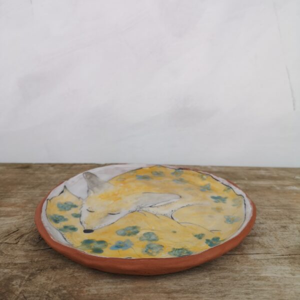 Hand painted ceramic decorative plate with fox - Image 4