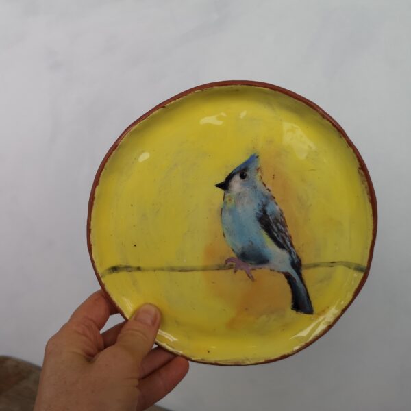 Hand painted ceramic decorative plate with birds motive - Image 2