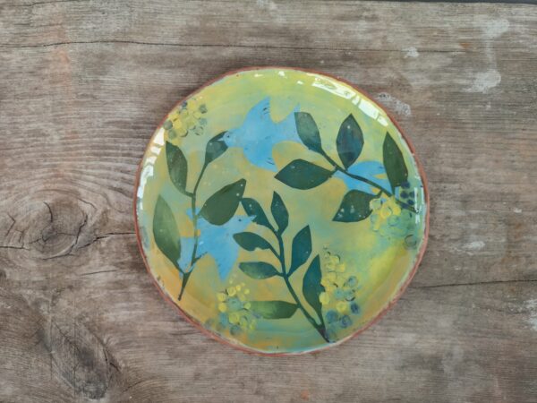 Hand painted ceramic decorative plate with birds motive - Image 5