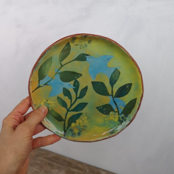 Hand painted ceramic decorative plate with birds motive - Image 2