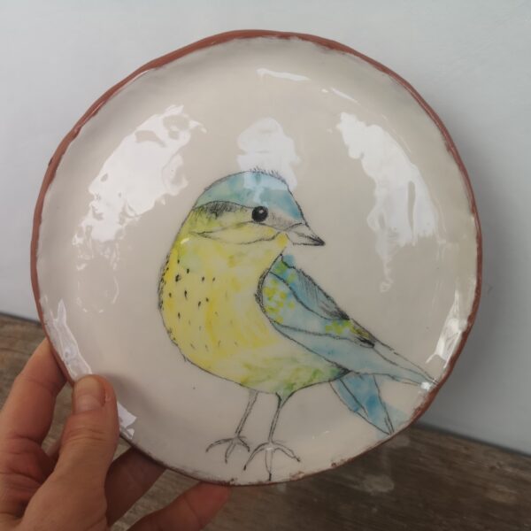 Hand painted ceramic decorative plate with bird motive - Image 4