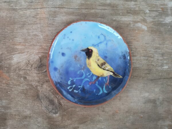 Hand painted ceramic decorative plate with bird - Image 5