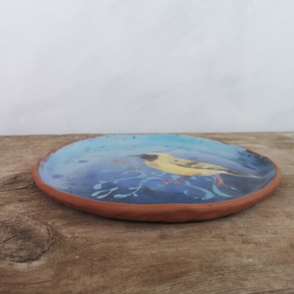 Hand painted ceramic decorative plate with bird - Image 4