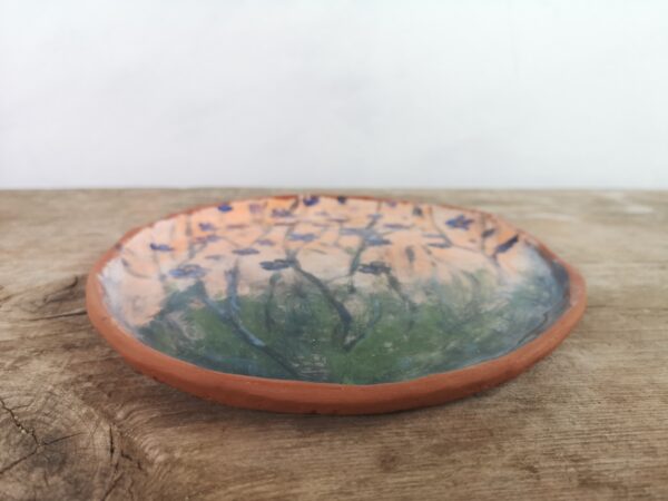Hand painted ceramic decorative plate with flowers motive - Image 2