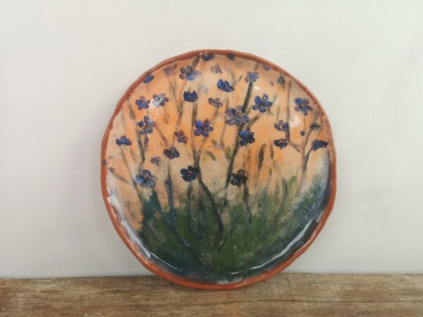 Hand painted ceramic decorative plate with flowers motive - Image 4